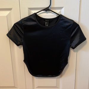 Sexy black satin/silk shirt
